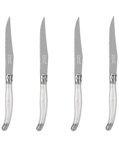 French Home Laguiole Connoisseur 4pc Steak Knife Set In White