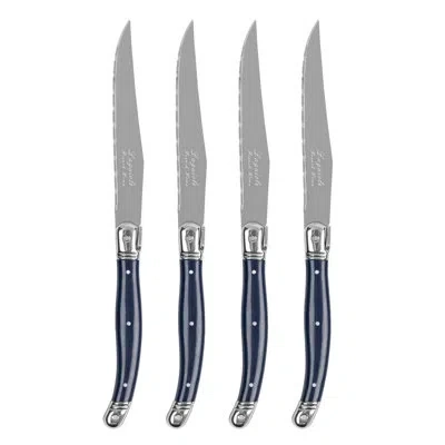 French Home Laguiole Connoisseur 4-piece Steak Knife Set With Handles In Blue
