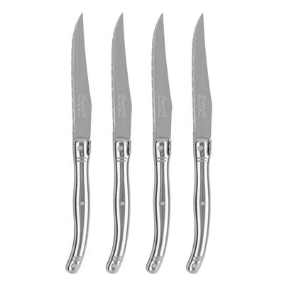 French Home Laguiole Connoisseur 4-piece Steak Knife Set With Stainless-steel Handles In Silver