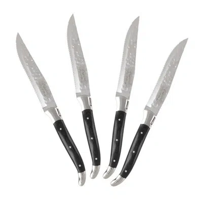 French Home Laguiole Connoisseur 4-piece Wood Bbq Steak Knife Set In Black