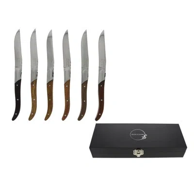 French Home Laguiole Connoisseur Assorted Wood 6-piece Steak Knife Set