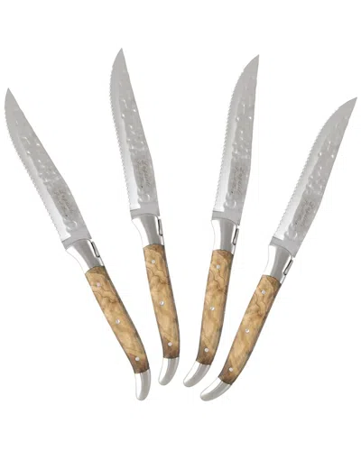 French Home Laguiole Connoisseur Olivewood Handle Steak Knives In Brown