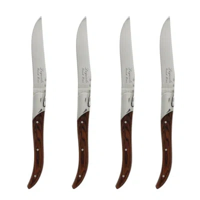 French Home Laguiole Connoisseur Rosewood Steak Knives, 4-piece Set In Brown