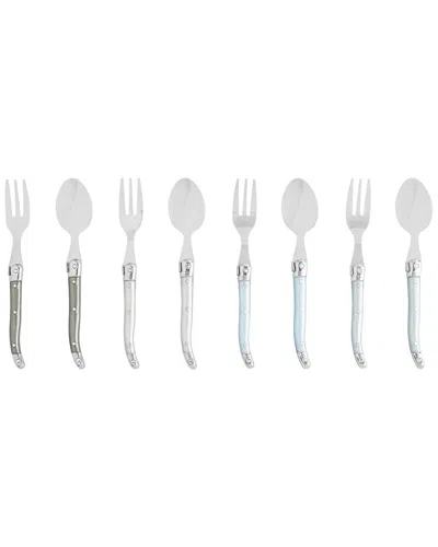 French Home Laguiole Mother Of Pearl Dessert Spoons And Forks (set Of 8) In Silver