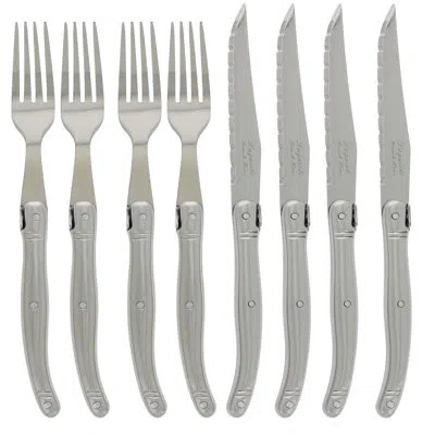 French Home Laguiole Stainless Steel Steak Knife And Fork Set, 8 Piece Set