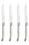 French Home Set Of 4 Laguiole Steak Knives In Pewter