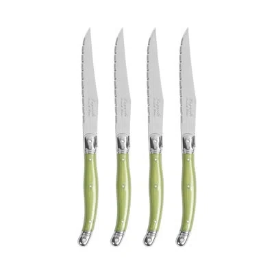 French Home Laguiole Steak Knives, 4-piece Set In Green