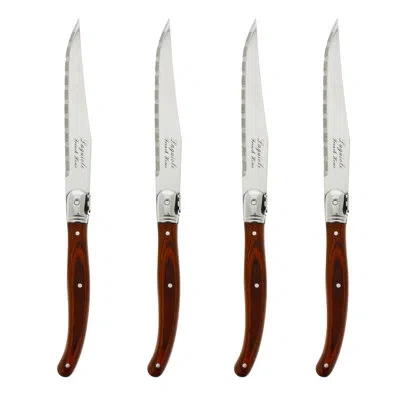 French Home Laguiole Steak Knives, 4-piece Set In Pakkawood