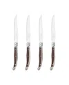 French Home Set Of 4 Laguiole Steak Knives In Chocolate Brown