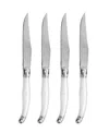 French Home Set Of 4 Laguiole Steak Knives In Pearlized White