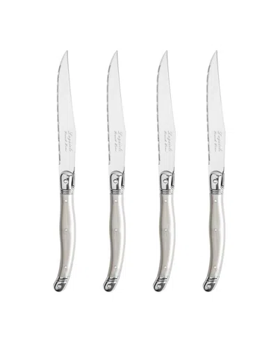 French Home Set Of 4 Laguiole Steak Knives In Pewter