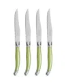 French Home Laguiole Set Of 4 Steak Knives In Spring Green