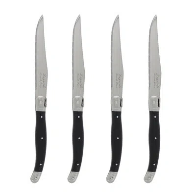 French Home Laguiole Steak Knives With Black Handles, 4-piece Set