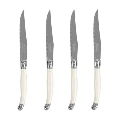 French Home Laguiole Steak Knives With Ivory Colored Handles, 4-piece Set In Neutral