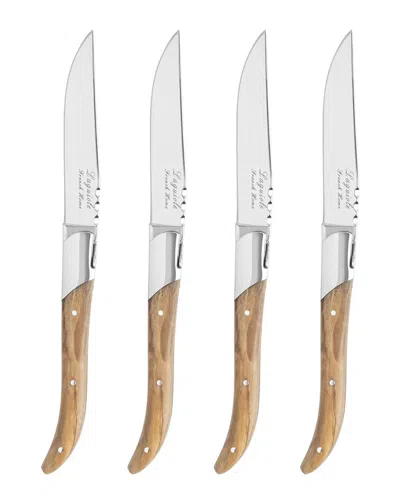 French Home Laguiole Steak Knives With Olive Wood Handles (set Of 4) In Brown