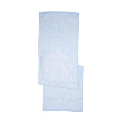 French Home Linen 20 X 68 Astra Table Runner In Ivory And Light Blue
