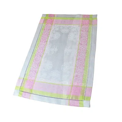 French Home Linen 6-piece Set Cleopatra Placemats In Chartreuse,rose,pale Lavender