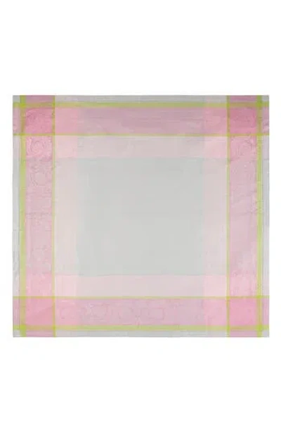 French Home Linen 71" X 100" Cleopatra Tablecloth In Chartruse And Rose Pink