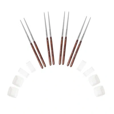 French Home Pakkawood Chopsticks, Ceramic Rests And Sauce Bowls, 4 Pairs