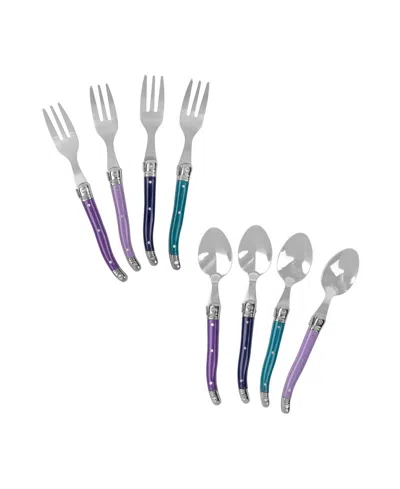 French Home Plum Rose Laguiole 8-piece Dessert Spoons And Fork Set In Multi