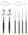 French Home Wenge Wood Chopsticks, Laguiole Spoons And Ceramic Rests, Set Of 2 Pairs
