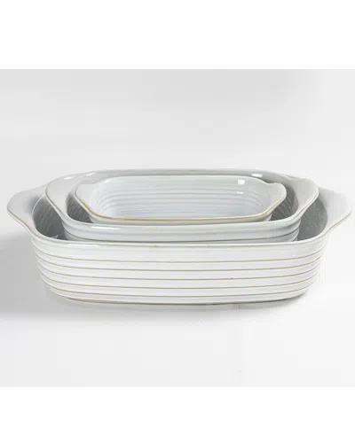 French Home Set Of 3 Stoneware Bakers In White