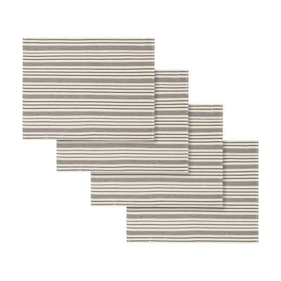 French Home Set Of 4 Black And Cream Multi-striped Placemats In Black;cream