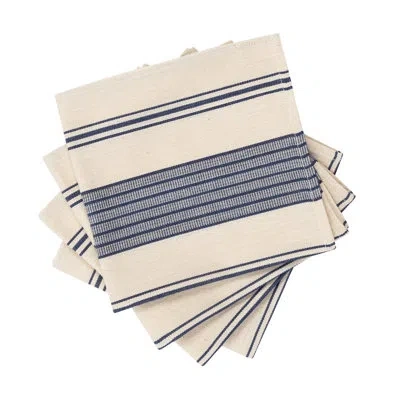 French Home Set Of 4 Striped Napkins In Neutral