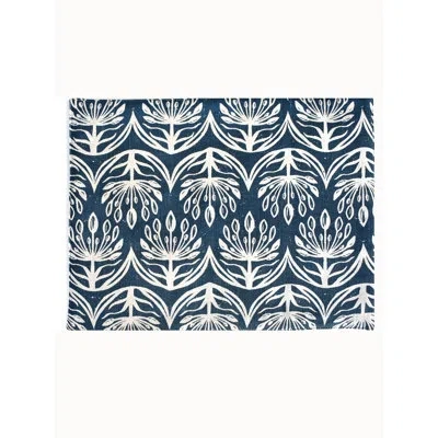 French Home Set Of 4 Botanical Placemats In Indigo