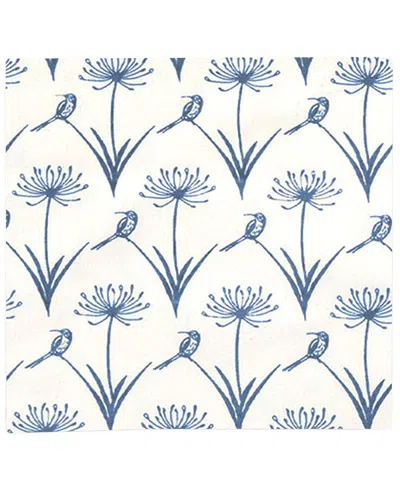 French Home Set Of 4 Botanical Sugarbird Napkins In Blue