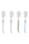 French Home Set Of 4 Faux Mother-of-pearl Assorted Coffee Spoons In Silver Multi Color