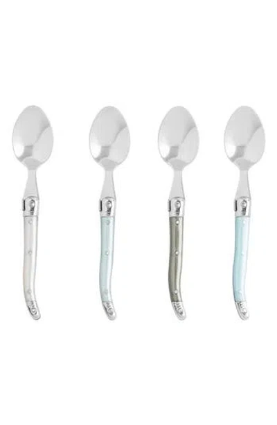 French Home Set Of 4 Faux Mother-of-pearl Assorted Coffee Spoons In Silver Multi Color
