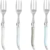 French Home Set Of 4 Faux Mother-of-pearl Assorted Dessert Forks In Silver Multi Color