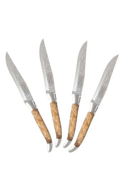 French Home Laguiole Connoisseur Olivewood Handle Steak Knives In Silver