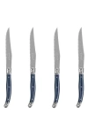 French Home Set Of 4 Laguiole Connoisseur Steak Knives In Navy Blue
