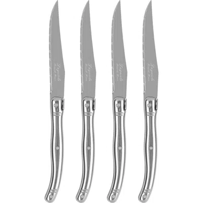 French Home Set Of 4 Laguiole Connoisseur Steak Knives In Silver