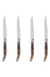 French Home Set Of 4 Laguiole Connoisseur Steak Knives In Tortoise Shell
