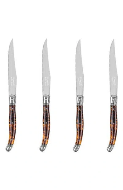 French Home Set Of 4 Laguiole Connoisseur Steak Knives In Tortoise Shell