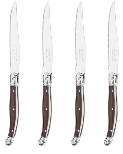 French Home Set Of 4 Laguiole Steak Knives In Brown