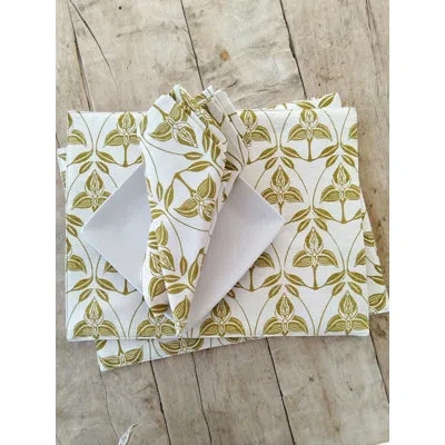 French Home Set Of 4 Orchid Placemats - Chartreuse