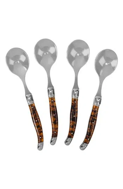 French Home Set Of 4 Soup Spoons In Brown