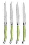 French Home Set Of 4 Steak Knives In Green