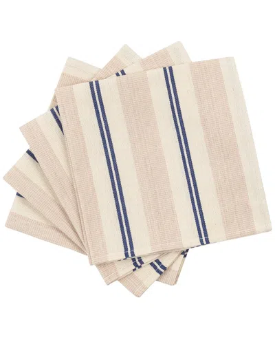 French Home Set Of 4 Striped Napkins In Neutral