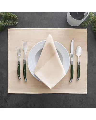 French Home Set Of 4 Striped Napkins In Brown