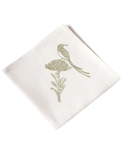 French Home Sugarbird Cotton Twill Dinner Napkins In White