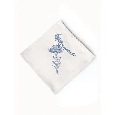 French Home Set Of 4 Sugarbird Napkins - Chartreuse In Indigo