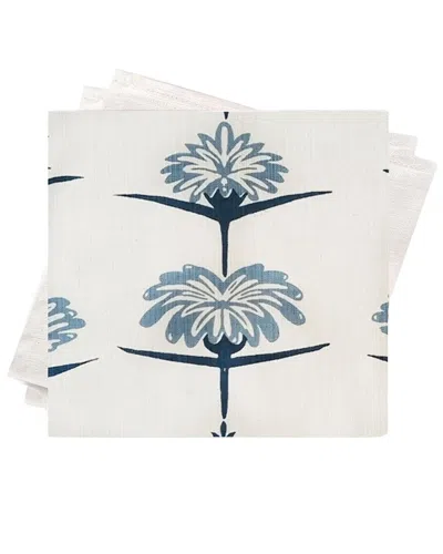 French Home Set Of 4 Tropical Garden Napkins In White
