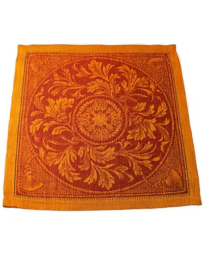 French Home Set Of 6 Linen Saffron Renaissance Napkins In Brown