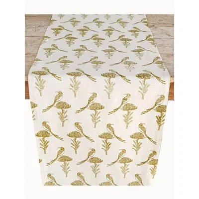 French Home Sugarbird Table Runner - Sage In Chartreuse