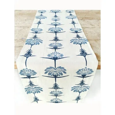 French Home Tropical Garden Table Runner In Indigo,sky